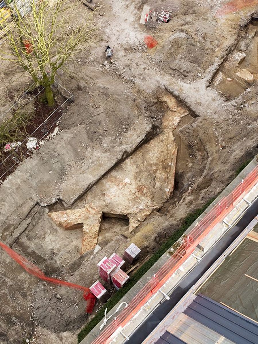 Bovenaanzicht van de archeologische opgravingen. Foto: Karin Borghouts