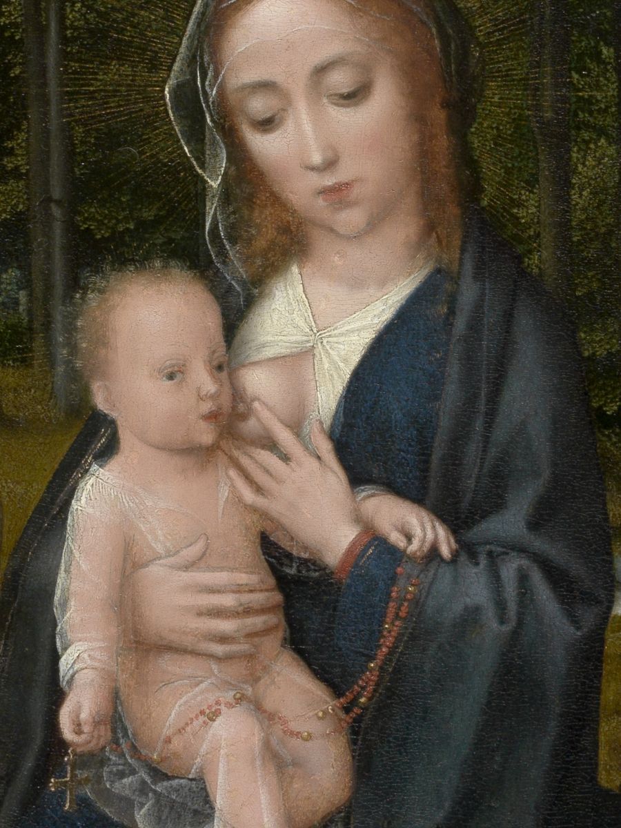 Oil paint enabled Gerard David to give Mary and Jesus translucent garments.