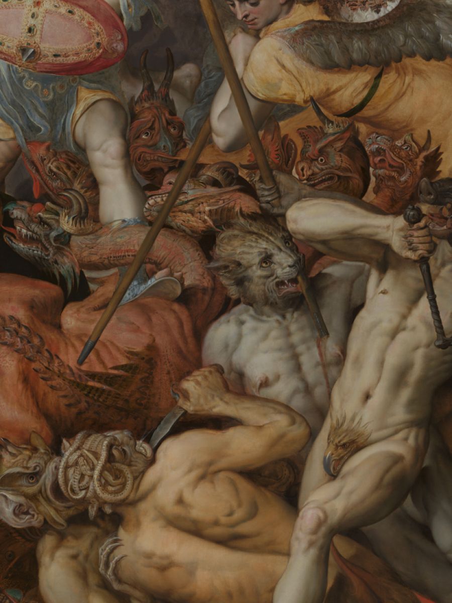 Frans Floris maakt van de draak van Dürer een hyperrealistische draak/duivel.